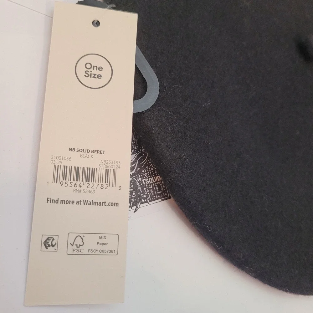 No Boundaries Beret Women Black Solid Wool Blend One Size‎ NB253193